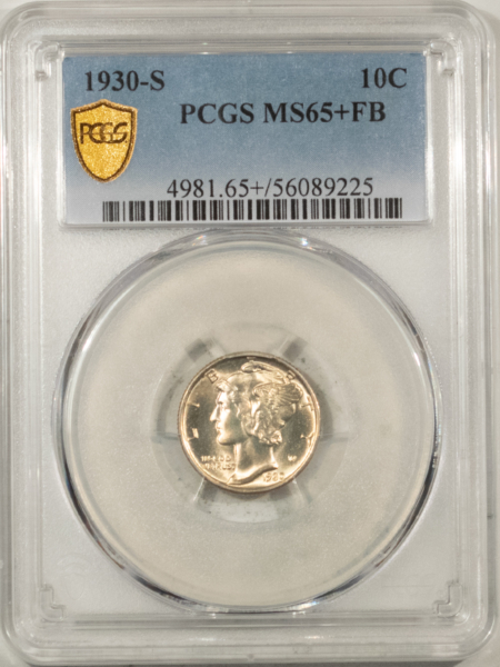 Mercury Dimes 1930-S MERCURY DIME – PCGS MS-65+ FB, FRESH, SUPERB GEM! TOUGH!