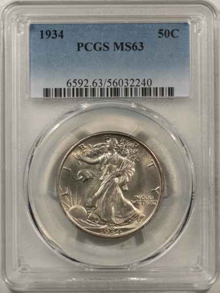 New Certified Coins 1934 WALKING LIBERTY HALF DOLLAR – PCGS MS-63, CHOICE, LUSTROUS!