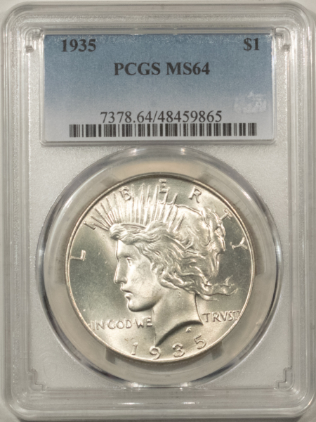 New Certified Coins 1935 $1 PEACE DOLLAR – PCGS MS-64, FRESH WHITE!