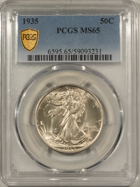Half Dollars 1935 WALKING LIBERTY HALF DOLLAR PCGS MS-65 ORIGINAL WHITE GEM PRISTINE SURFACES