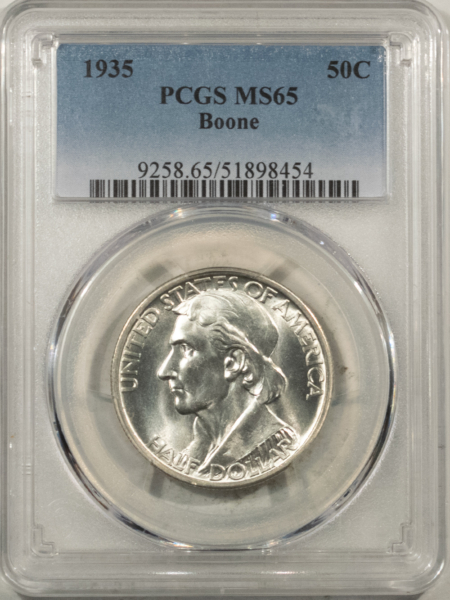 New Certified Coins 1935 BOONE COMMEMORATIVE HALF DOLLAR – PCGS MS-65, PREMIUM QUALITY!