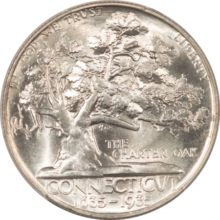 New Certified Coins 1935 CONNECTICUT COMMEMORATIVE HALF DOLLAR – PCGS MS-64, BLAZING WHITE & PQ!