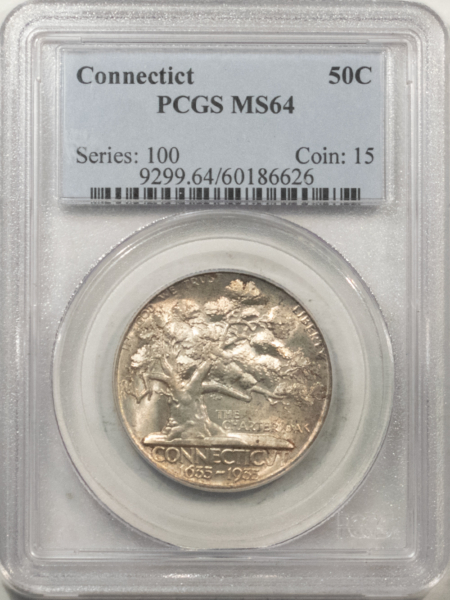 New Certified Coins 1935 CONNECTICUT COMMEMORATIVE HALF DOLLAR – PCGS MS-64, FRESH, PREMIUM QUALITY!