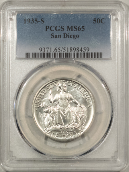 New Certified Coins 1935-S SAN DIEGO COMMEMORATIVE HALF DOLLAR – PCGS MS-65 BLAST WHITE GEM!