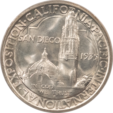 New Certified Coins 1935-S SAN DIEGO COMMEMORATIVE HALF DOLLAR – PCGS MS-65, OGH, BLAST WHITE & PQ!