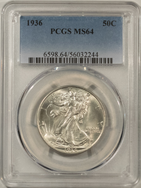 New Certified Coins 1936 WALKING LIBERTY HALF DOLLAR – PCGS MS-64, FRESH & PREMIUM QUALITY!