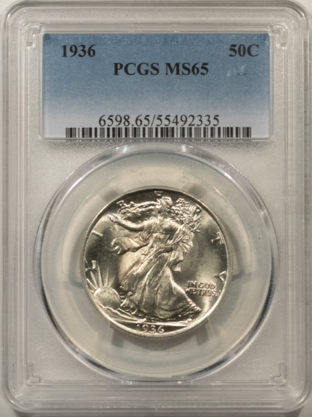 New Certified Coins 1936 WALKING LIBERTY HALF DOLLAR – PCGS MS-65, BLAST WHITE, PREMIUM QUALITY!