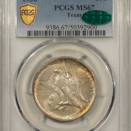CAC Approved Coins 1936 TEXAS COMMEMORATIVE HALF DOLLAR – PCGS MS-67, SUPERB GEM, PQ, CAC APPROVED!