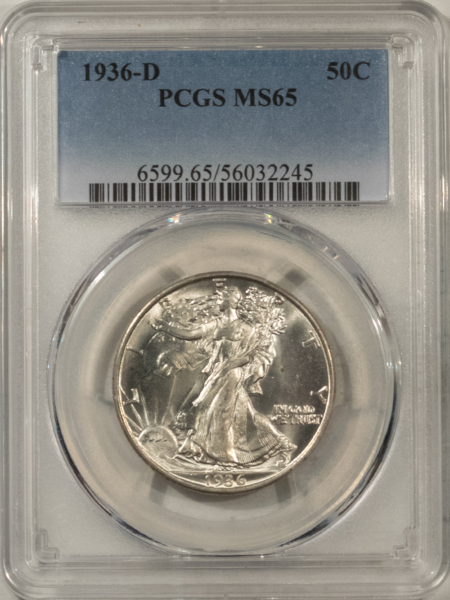 New Certified Coins 1936-D WALKING LIBERTY HALF DOLLAR – PCGS MS-65, FRESH WHITE GEM!