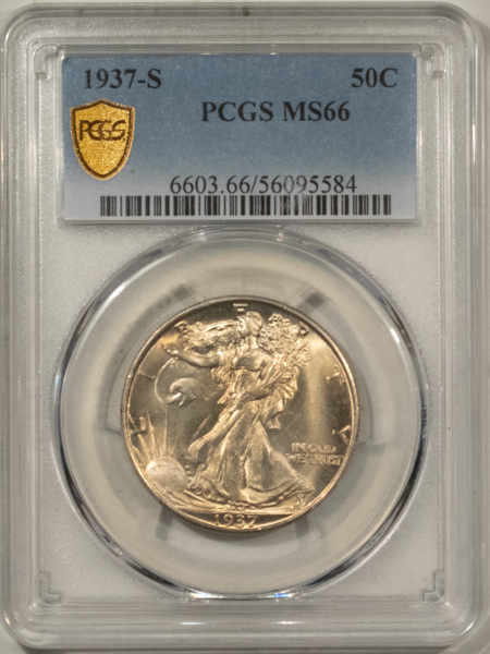 New Certified Coins 1937-S WALKING LIBERTY HALF DOLLAR – PCGS MS-66, FRESH & LUSTROUS!