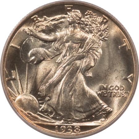 Half Dollars 1938 WALKING LIBERTY HALF DOLLAR – PCGS MS-65, PREMIUM QUALITY BLAZER!