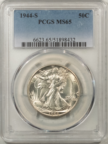 New Certified Coins 1944-S WALKING LIBERTY HALF DOLLAR – PCGS MS-65, BLAST WHITE!
