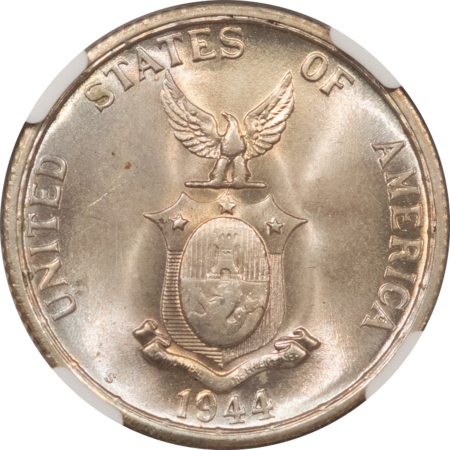 New Store Items 1944-S U.S. PHILIPPINES SILVER FIFTY CENTAVOS, KM-183 – NGC MS-64, LOVELY & PQ!