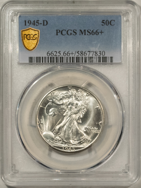 New Certified Coins 1945-D WALKING LIBERTY HALF DOLLAR – PCGS MS-66+ BLAZING LUSTER PREMIUM QUALITY!