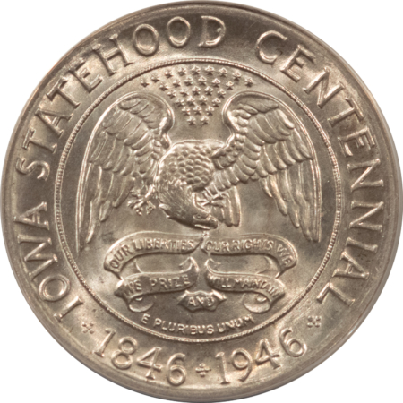 New Certified Coins 1946 IOWA COMMEMORATIVE HALF DOLLAR – ANACS MS-64, WHITE