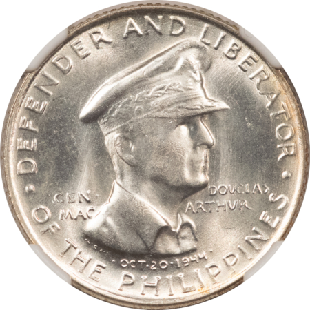 New Store Items 1947-S USA-PHILIPPINES FIFTY CENTAVOS, KM-184 DOUGLAS MACARTHUR NGC MS-65 BLAZER