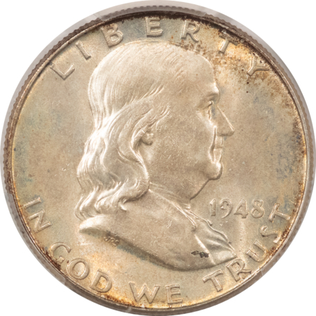 Franklin Halves 1948 FRANKLIN HALF DOLLAR – PCGS MS-66 FBL, FRESH W/ INCREDIBLE ORIGINAL SKIN!