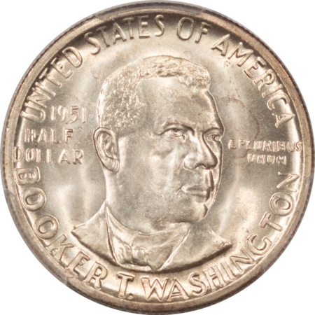 New Certified Coins 1951-S BOOKER T. WASHINGTON COMMEMORATIVE HALF DOLLAR – PCGS MS-66 BLAZING WHITE