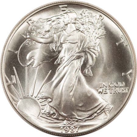 Bullion 1987 $1 AMERICAN SILVER EAGLE, 1 OZ .999 – UNCIRCULATED SUPERB GEM!