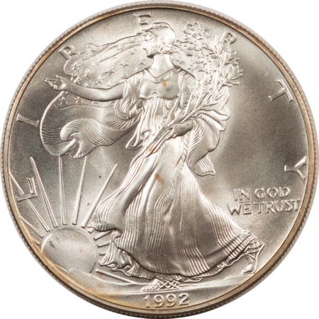 Bullion 1992 $1 AMERICAN SILVER EAGLE, 1 OZ .999 – UNCIRCULATED SUPERB GEM!