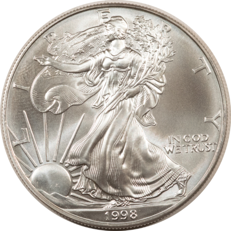 Bullion 1998 $1 AMERICAN SILVER EAGLE, 1 OZ .999 – UNCIRCULATED SUPERB GEM!