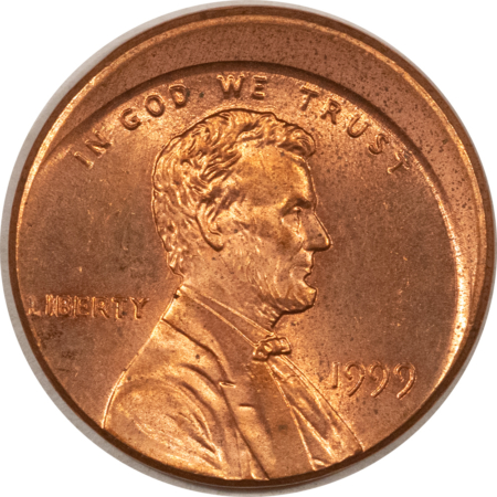 Lincoln Cents (Memorial) 1999 LINCOLN CENT, ERROR OFF CENTER 15% – GEM RED BU!