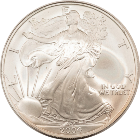 Bullion 2004 $1 AMERICAN SILVER EAGLE, 1 OZ .999 – UNCIRCULATED SUPERB GEM!