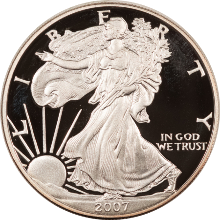 Bullion 2007-W $1 AMERICAN SILVER EAGLE, 1 OZ .999 – GEM PROOF, NO BOX OR COA!