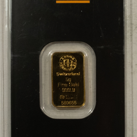 Bullion ARGOR-HERAEUS 5 GRAM 999.9 SWISS GOLD BAR; BRAND NEW & SEALED ON CARD!
