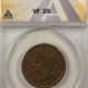 Coronet Head Large Cents 1823/2 CORONET HEAD LARGE CENT, N-1 – ANACS VG-8, TOUGH VARIETY!