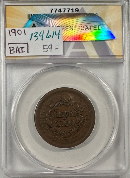 Braided Hair Large Cents 1853 BRAIDED HAIR LARGE CENT – ANACS VF-35