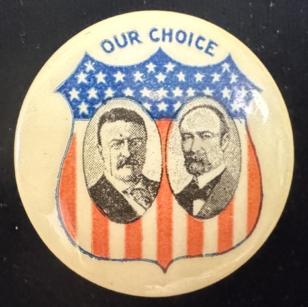 New Store Items 1904 ROOSEVELT-FAIRBANKS “OUR CHOICE” 1 1/4″ JUGATE CAMPAIGN BUTTON-NEAR MINT!