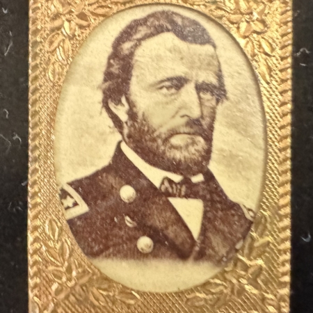 New Store Items 1868 ULYSSES S. GRANT 20 x 26mm ALBUMEN, PHOTO/SHELL ARE BOTH BRIGHT & NEAR-MINT