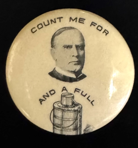 New Store Items 1900 McKINLEY-COUNT ME FOR A FULL DINNER BUCKET 1 1/4″ CAMPAIGN BUTTON-NEAR MINT