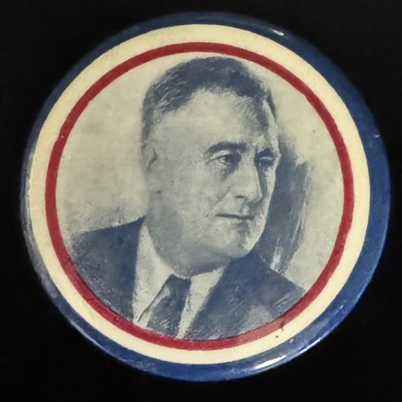 New Store Items 1936 FRANKLIN D ROOSEVELT 2 1/8″ PICTORIAL CAMPAIGN  BUTTON-NEAR MINT & PRETTY!