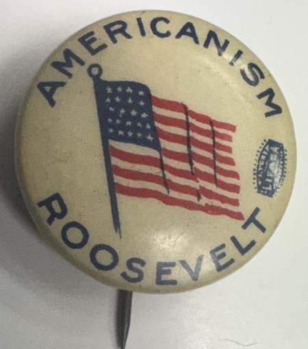 New Store Items SCARCE 1904 (?) THEODORE ROOSEVELT “AMERICANISM” 7/8″ CAMPAIGN BUTTON-nr MINT!