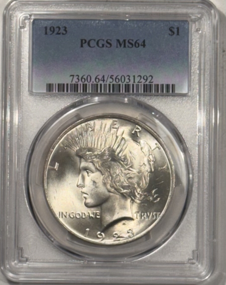 New Certified Coins 1923 $1 PEACE DOLLAR – PCGS MS-64, PREMIUM QUALITY! LOOKS GEM!