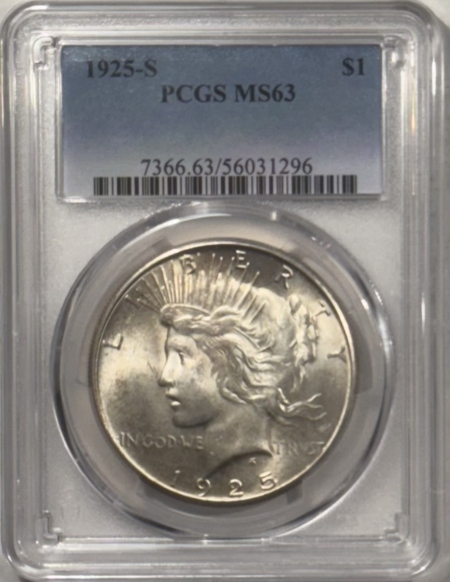 New Certified Coins 1925-S $1 PEACE DOLLAR – PCGS MS-63