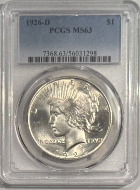 New Certified Coins 1926-D $1 PEACE DOLLAR – PCGS MS-63, LOOKS 64+, SUPER PREMIUM QUALITY!