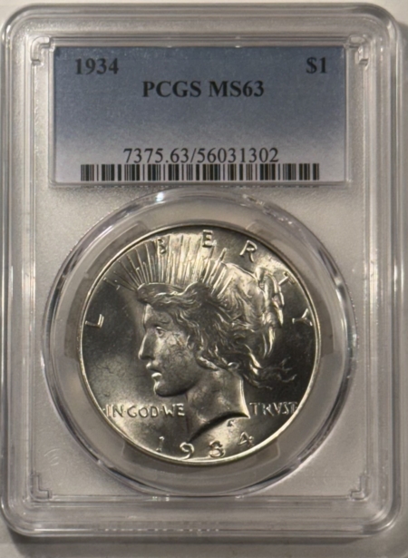 New Certified Coins 1934 $1 PEACE DOLLAR – PCGS MS-63