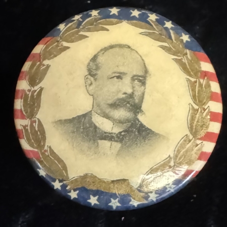 New Store Items 1904 ALTON PARKER 1 1/4″ CELLULOID CAMPAIGN BUTTON, NEAR-MINT, PULVER BACKPAPER!