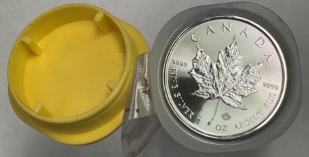 Bullion 2021 $5 CANADA .9999 SILVER MAPLE LEAF ORIGINAL 25 COIN ROLL, W/ MAPLE PRIVY GEM