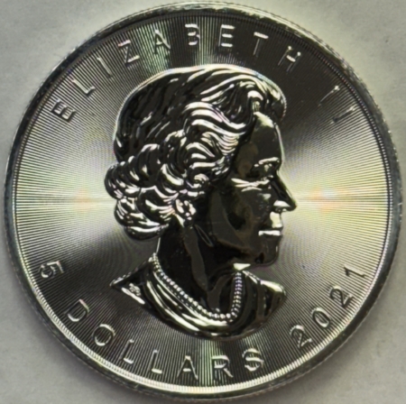Bullion 2021 $5 CANADA .9999 SILVER MAPLE LEAF ORIGINAL 25 COIN ROLL, W/ MAPLE PRIVY GEM