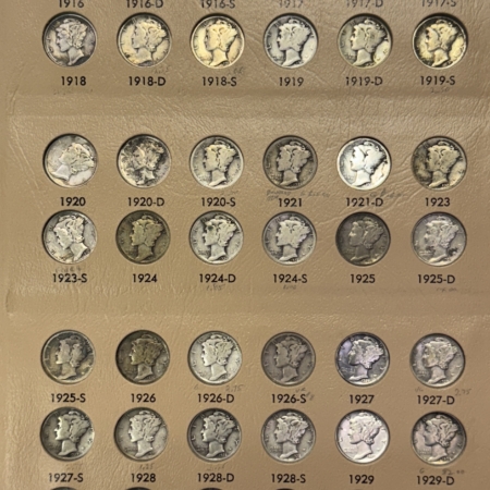 Mercury Dimes 1916-1945-S 79 COIN PARTIAL MERCURY DIME SET W/ EXTRAS – G-AU MOSTLY VG+, DANSCO