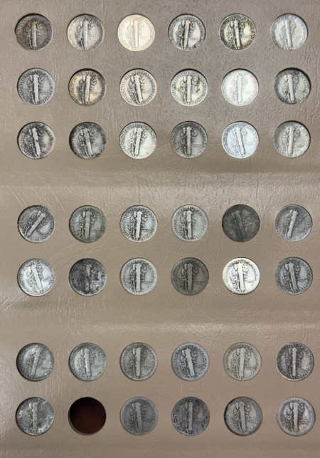 Mercury Dimes 1916-1945-S 79 COIN PARTIAL MERCURY DIME SET W/ EXTRAS – G-AU MOSTLY VG+, DANSCO