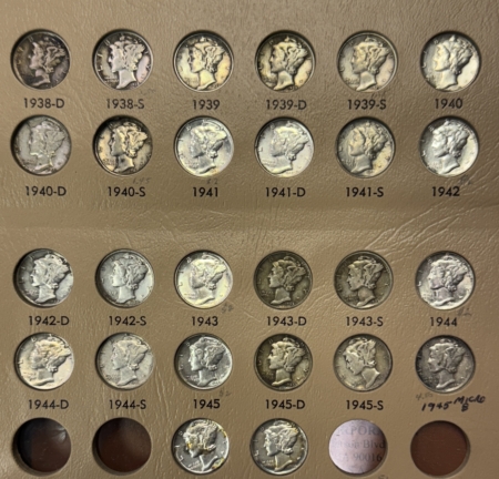 Mercury Dimes 1916-1945-S 79 COIN PARTIAL MERCURY DIME SET W/ EXTRAS – G-AU MOSTLY VG+, DANSCO
