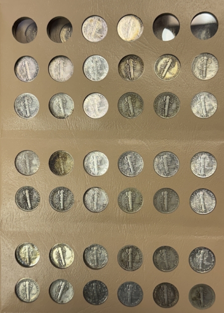 Mercury Dimes 1916-1945-S 79 COIN PARTIAL MERCURY DIME SET W/ EXTRAS – G-AU MOSTLY VG+, DANSCO