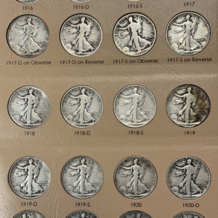 New Store Items 1916-1947-D WALKING LIBERTY HALF DOLLAR 65 COIN COMPLETE SET, DANSCO, MOSTLY VG+