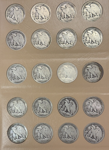 New Store Items 1916-1947-D WALKING LIBERTY HALF DOLLAR 65 COIN COMPLETE SET, DANSCO, MOSTLY VG+