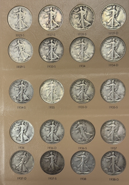New Store Items 1916-1947-D WALKING LIBERTY HALF DOLLAR 65 COIN COMPLETE SET, DANSCO, MOSTLY VG+